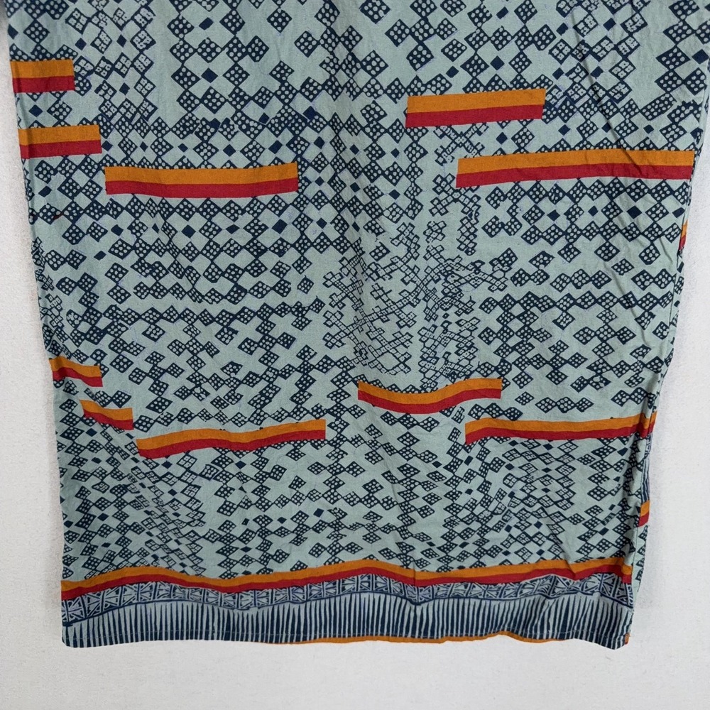 Gramicci Dress Womens Small Green Geometric Henley 3/4 Sleeve Boho Tribal Cotton - Picture 8 of 12